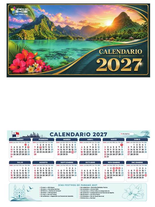 2027 日历：Paisaje · 风景