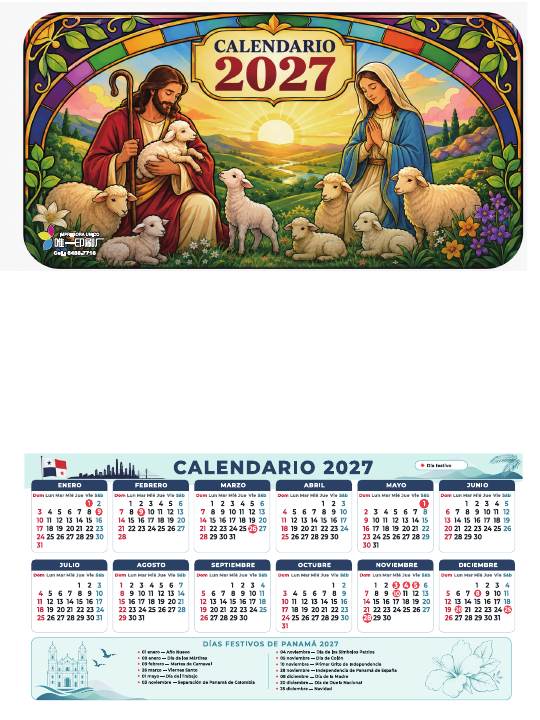 2027 日历：Virgencita · 圣母
